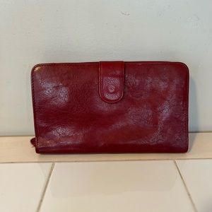Wilson leather travel wallet dark red